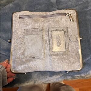 HOBO Silver Metallic Cardholder Clutch Wallet